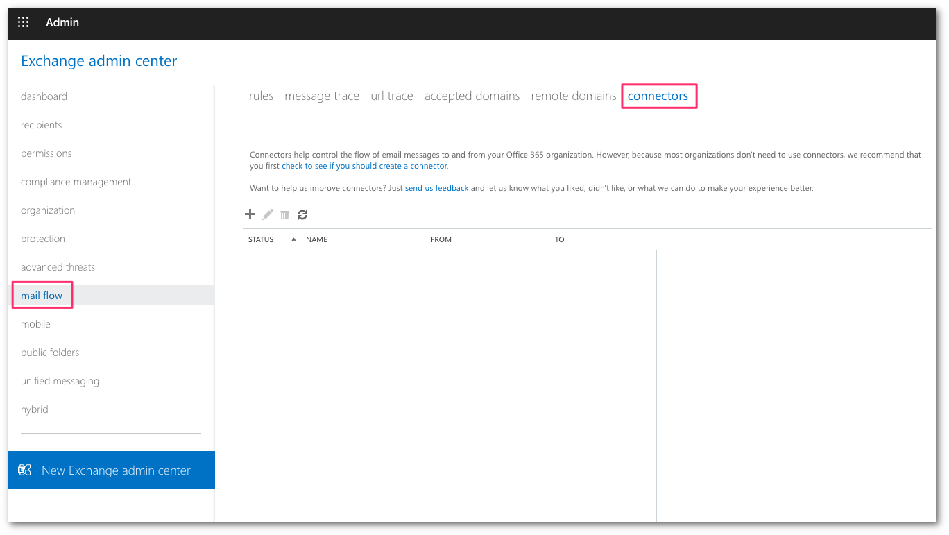 Select connectors from mail flow